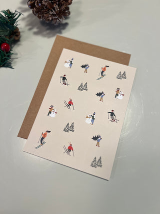 Carte de Noël - Skieurs